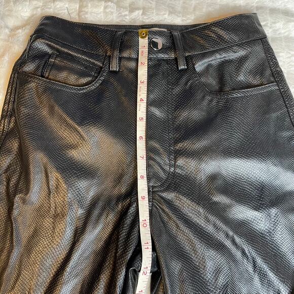 Revolve DANIELLE BERNSTEIN Croc Flare Faux Leather Pants 25 Black High Waist - Picture 5 of 7